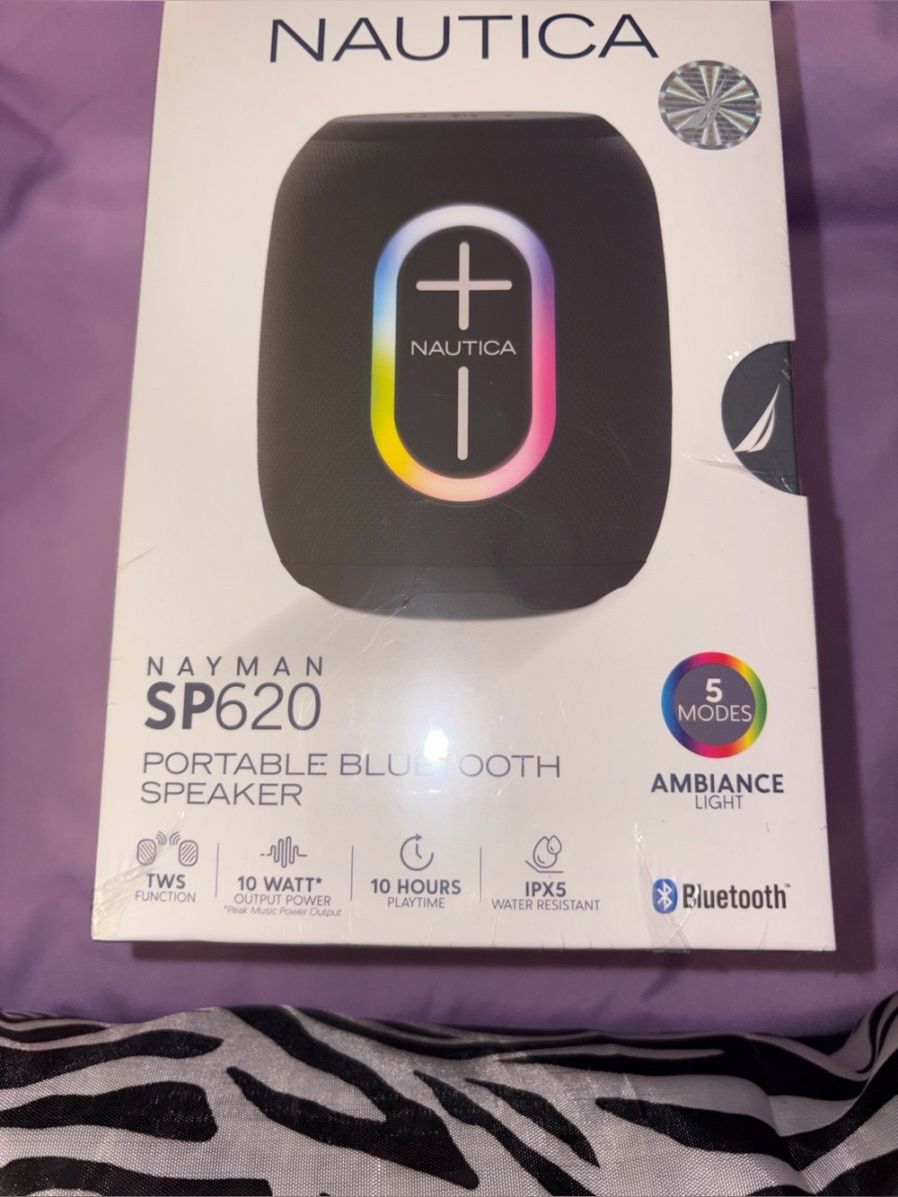 Nautica SP620 Portable Bluetooth Speaker in Black with Multicolor Accent